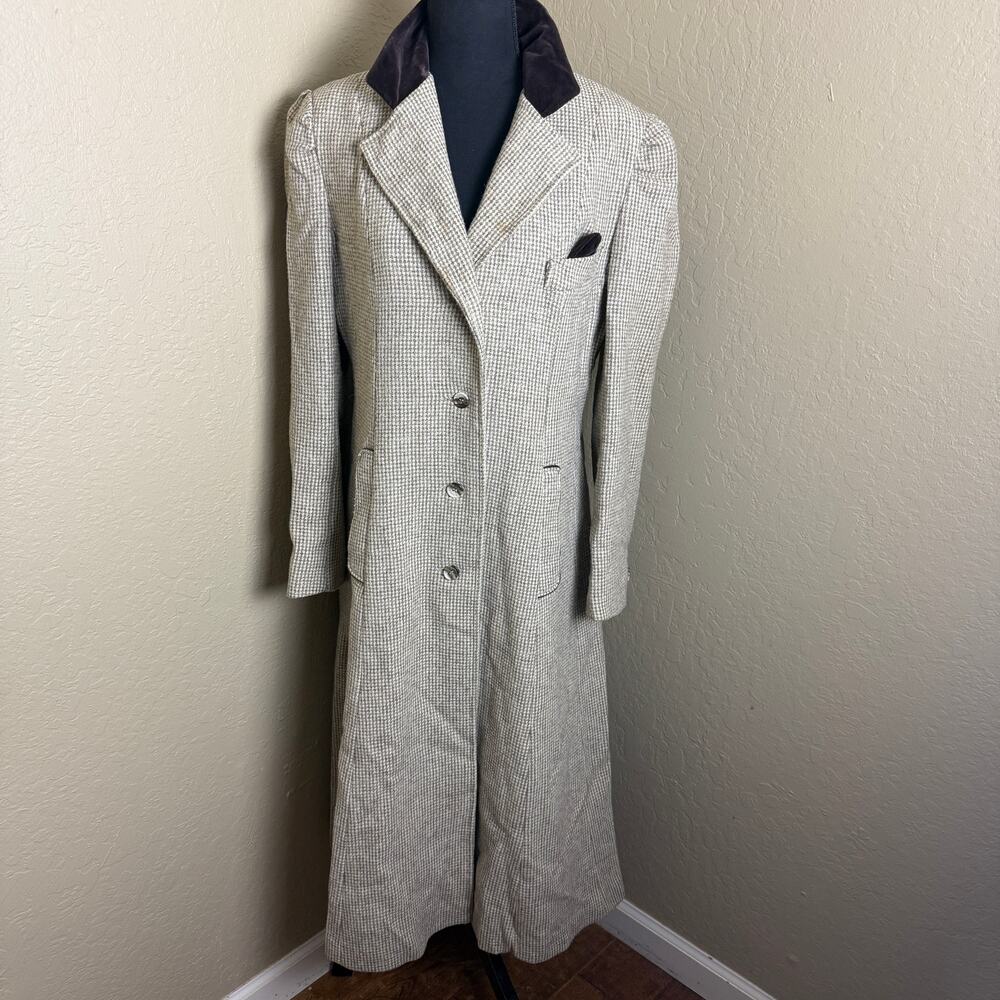 Vintage Jill Jr Wool Blend Long Coat Beige Tweed ILGWU Made USA